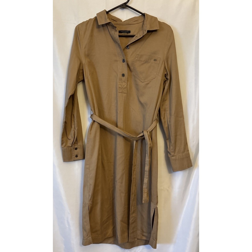 Tommy Hilfiger Salon Shirtdress Tie Waist Stretch Pleat Safari Pocket Dress 6